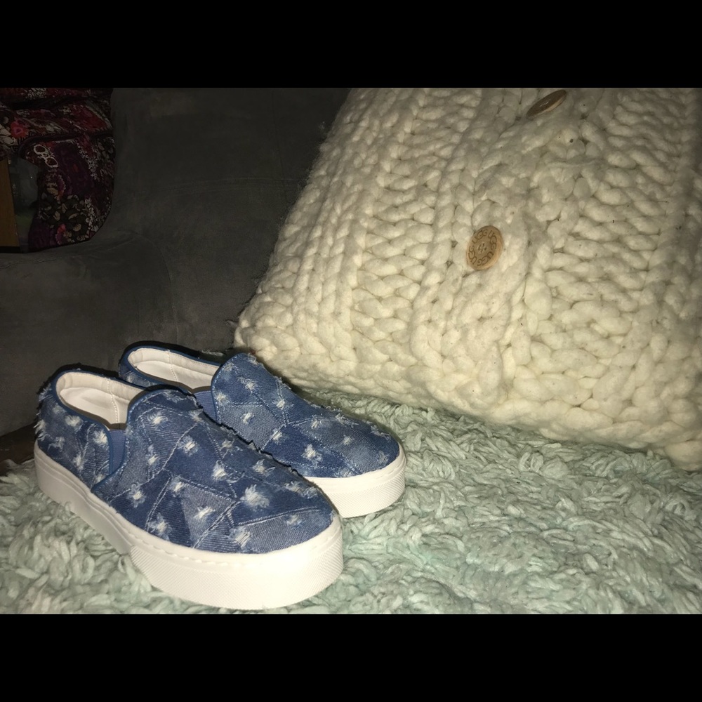 size 8 denim slip on’s